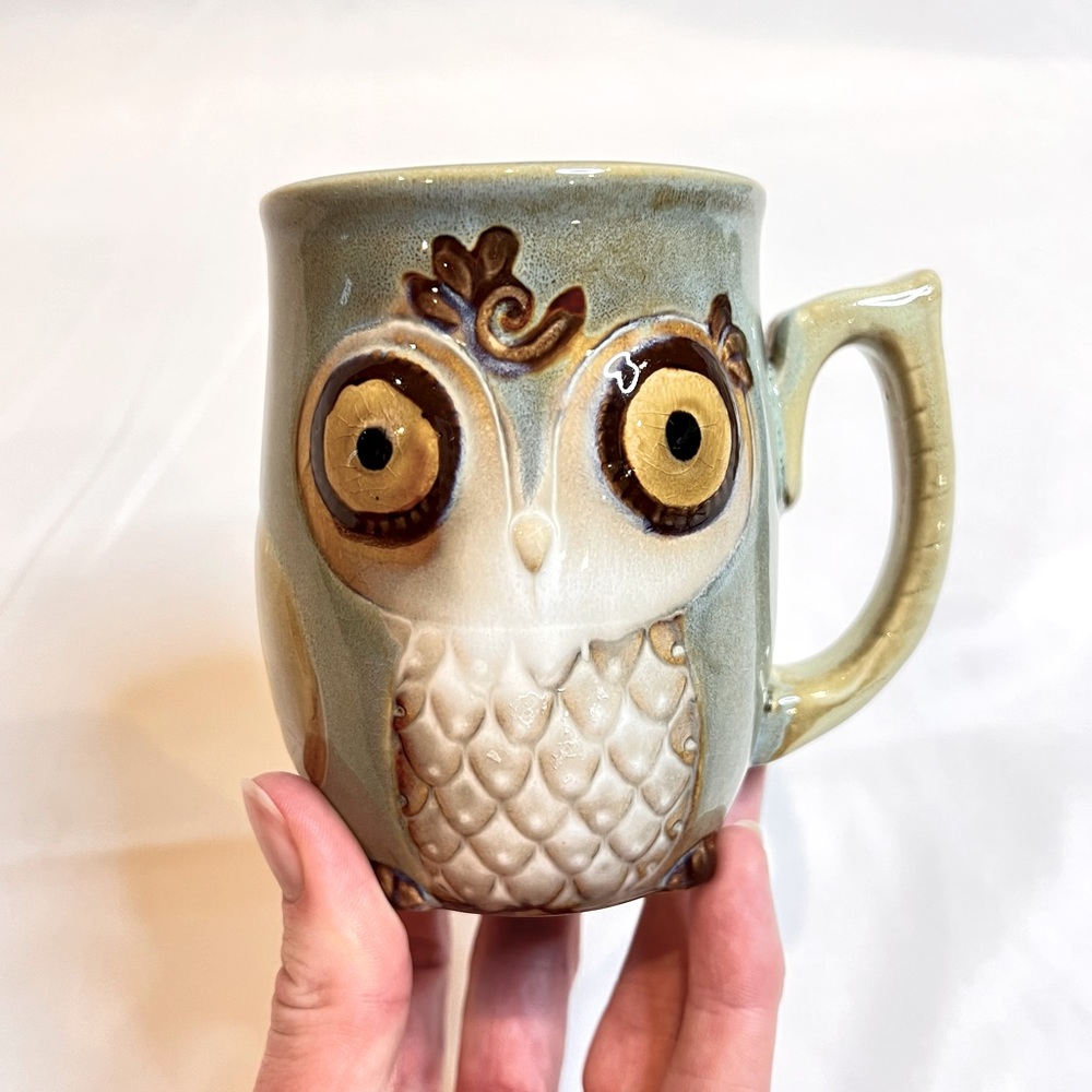 VINTAGE | glazed owl coffee mug